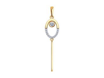 Подвеска декоративная Diamant, красное золото 585 проба, вставка фианит