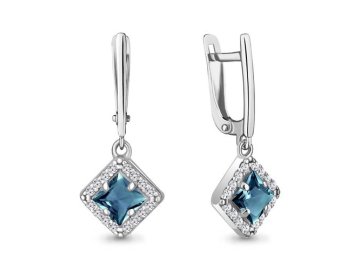 Серьги длинные Aquamarine, серебро 925 проба, вставка фианит