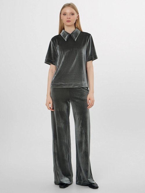 Поло велюровое женское зеленое, фото 3 из 6