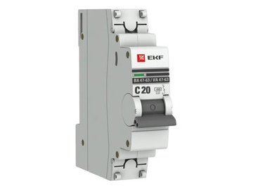 Выключатель автоматический EKF PROxima ВА 47-63 1P 20А (C) 4,5kA