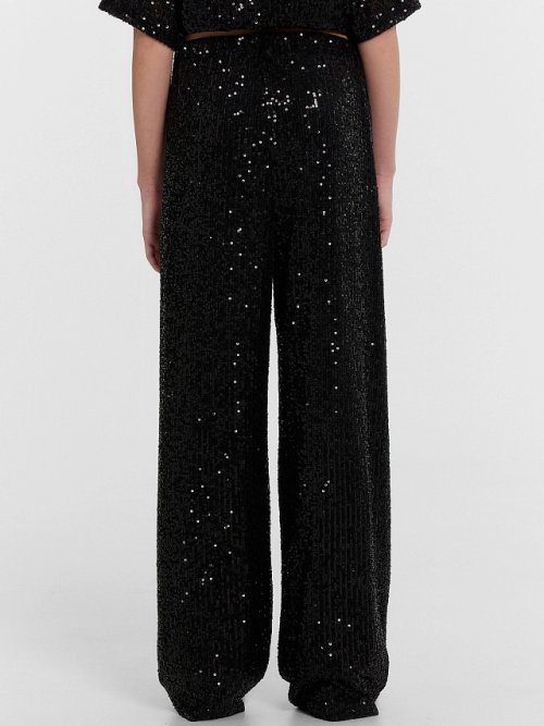 Брюки для девочки черные с пайетками, фото 4 из 5