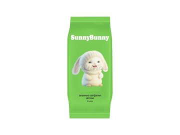 Акции Милы Мозырь Только в сети «Мила» - Салфетки влажные детские SUNNY BUNNY Зайчик зелёный, 8 шт, арт.09