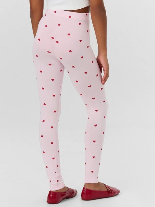 Легинсы для девочек розовые с принтом "сердечки", фото 2 из 5