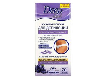 Восковые полоски для депиляции DEEP DEPIL области бикини и подмышек, 20 шт