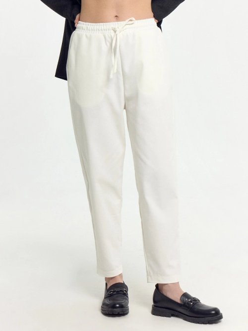 Брюки багги женские белые с высокой посадкой, фото 2 из 7