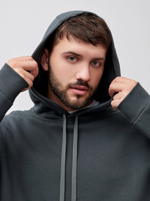Теплый комплект мужской темно-зеленый из футера с начесом, фото 6 из 24