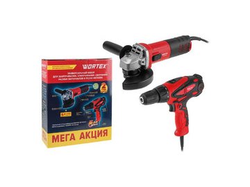 Шуруповерт + угловая шлифмашина Wortex 1329385 (DR 1023 D + AG 1209-3) на акции в магазинах 5 элемент