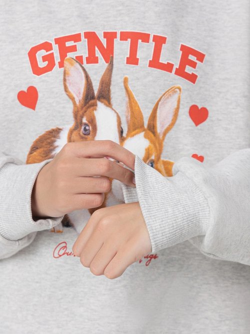 Худи для девочек серое с принтом и надписью "gentle", фото 6 из 42