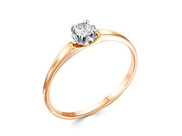 Кольцо помолвочное 7 Карат, красное золото 585 проба, вставка фианит