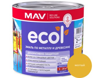 Эмаль ECOL по металлу и древесине (ПФ-115) желтая глянцевая  2,4л (2 кг)