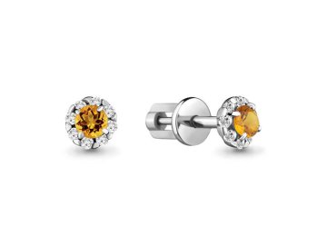 Серьги пусеты Aquamarine, серебро 925 проба, вставка фианит