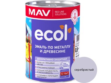 Эмаль ECOL по металлу и древесине (ПФ-115) серебристая глянцевая  1,0л (0,8 кг)