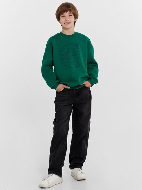 Свитшот для мальчиков зеленый новогодний с Сантой, фото 3 из 5