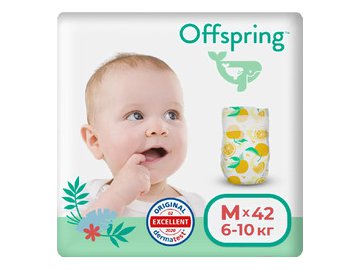Подгузники Offspring M 6-10 кг Апельсины (42 шт)