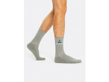 Высокие мужские носки в цвете "оливка" с махровой стопой и забавной надписью Марк Формель