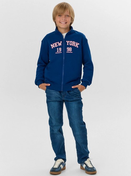 Толстовка для мальчиков синяя на молнии, фото 4 из 8