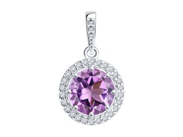 Подвеска декоративная Diamant, серебро 925 проба, вставка фианит/аметист
