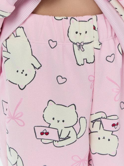 Брюки для девочек розовые с принтом, фото 5 из 6