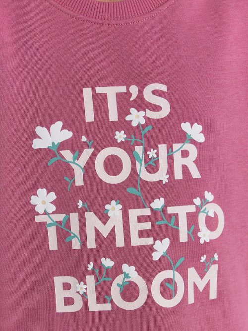 Свитшот для девочек в темно-розовом оттенке с печатью, фото 5 из 5