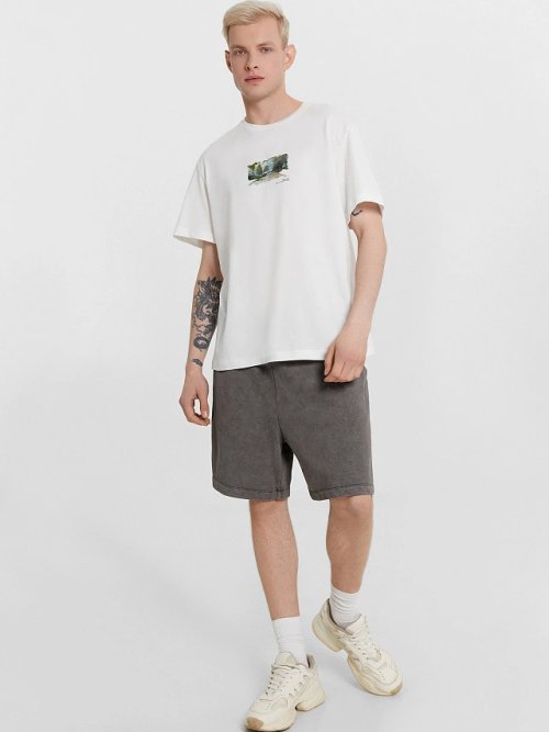 Шорты мужские хаки с обработкой эйсид, фото 1 из 5