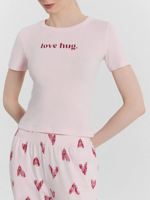 Пижама женская розовая с принтом "love hug.", фото 8 из 20