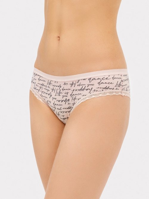 Трусы женские слипы мультипак (3 шт.) разноцветные с принтом "текст", фото 2 из 27