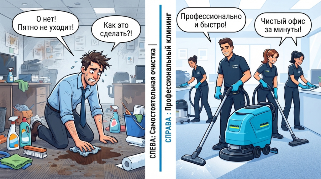 растерянный сотрудник офиса пытается самостоятельно оттереть пятно с ковра тряпкой, вокруг разбросаны бытовые флаконы..jpg растерянный сотрудник офиса пытается самостоятельно оттереть пятно с ковра тряпкой, вокруг разбросаны бытовые флаконы..jpg